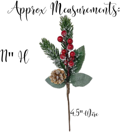 Pine Snowy Flower Picks 10 PiecesSnow Flocked Red Holly Berry Pine Cone Holiday Floral Sprays Decoration 11 Inch Flexible Stems DIY for Christmas Crafts Party Festive Home D©cor€¦