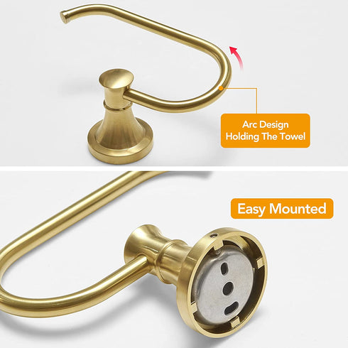 BESy Brushed Gold Toilet Tissue Paper Holder Brushed Gold Bathroom Accessories Toilet roll Paper Hanger, Wall Mounted, Rustproof