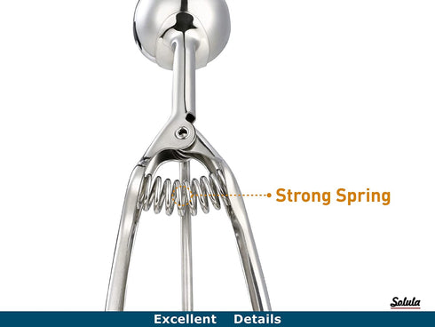 Solula-Stainless-Large-Muffin-Scoop, Large Cupcake Muffin Batter Dispenser, Large Ice Cream Cupcake Muffin Batter Scoop, Food-grade 18/8 Stainless Steel, Size 10