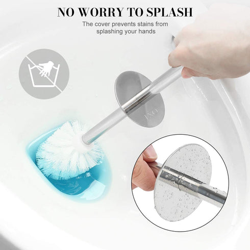 IXO Toilet Brush and Holder, 2 Pack Toilet Brush with 304 Stainless Steel Long Handle, Toilet Bowl Brush for Bathroom Toilet-Ergonomic, Elegant, Durable(Upgraded)