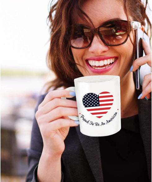US Citizenship gifts - Proud to be an American - great unique idea for New USA citizen, Patriots and Independance Day Coffee Mug Ceramic Cup, White