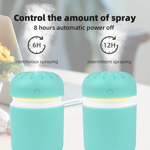 Mini Humidifier, Air Humidifier Cool Mist Humidifiers for Car, Office Room, Bedroom, Auto Shut-Off, Night Light Function, Two Spray Modes (Blue)
