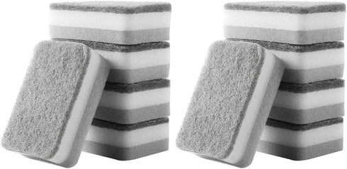 Hemoton 10pcs Kitchen Sponges for Dishes Scrub Sponges Dual-Sided Dishwashing Sponges for Kitchen (Grey)