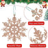 Blulu 50 Pieces Plastic Snowflake Ornaments Glitter Snowflake Christmas Tree Hanging Decorations with 50 Pieces Hooks for Winter Home Wonderland Decor Xmas Party Favors Supplies (Rose Gold)