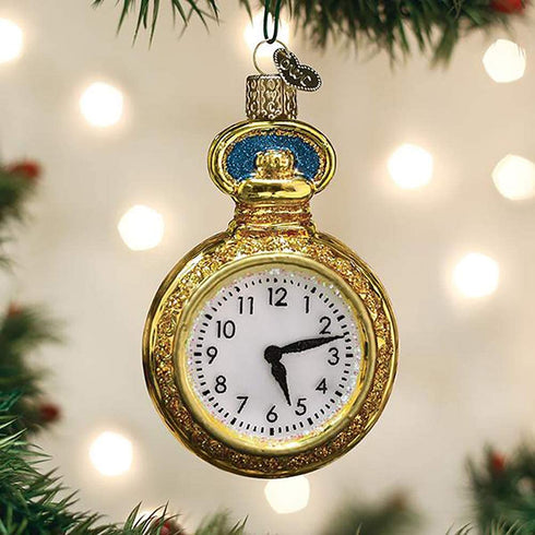 Old World Christmas Pocket Watch Glass Ornament Free Box 32423 New