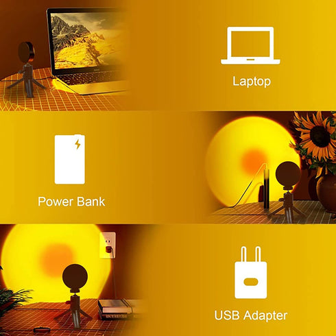 Sunset lamp, Projector Lights, Sunset Lights, Night Light for Christmas, Lulijay LED Sunset Lights for Bedroom which is for Stream Live Sunset Rainbow (Sunset)
