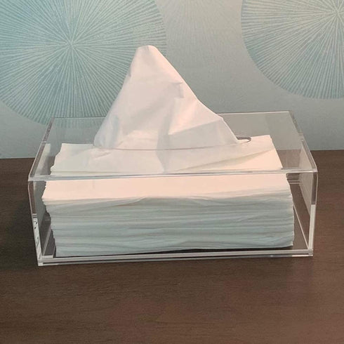 HIIMIEI Acrylic Tissue Box Cover Clear Tissue Holder Napkin Dispenser for Home Office Restaurant