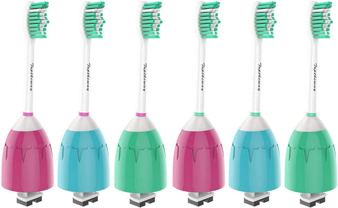Toptheway Replacement Brush Heads - Compatible with Philips Sonicare E Series Electric Toothbrush HX7022/66, Fit Sonicare Essence, Xtreme, Elite, Advance and CleanCare, 6 Pack for Family