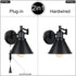 Swing Arm Wall Light Fixtures Wall Light Plug-in Cord Industrial Wall Sconce Black Finish (1 Light)