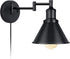Swing Arm Wall Light Fixtures Wall Light Plug-in Cord Industrial Wall Sconce Black Finish (1 Light)