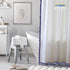 Uphome Tassel Shower Curtain, White Fabric Shower Curtain with Blue Fringe Trims, Vintage Boho Chic Cloth Shower Curtains for Bathroom Showers, 72 x 72
