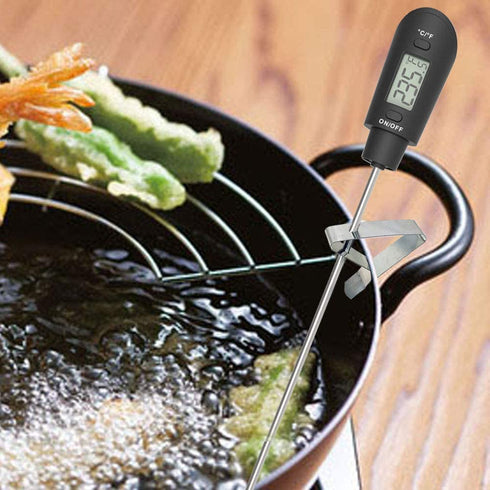 Efeng Digital Meat Thermometer Candy Thermometer Spatula with Pot Clip & 9" Probe Fast Instant Read Digital Candy Thermometer Spatula for Chocolate Jam Meat, BPA Free Silicon Frying Kitchen aid