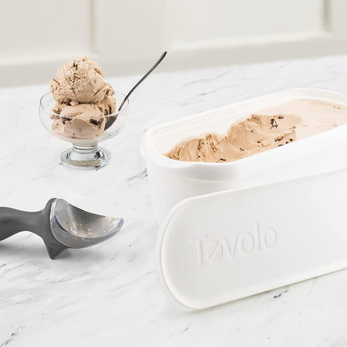 Tovolo Glide-A-Scoop, Non-Slip Base, Insulated Ice Cream Tub, 2.5 Quart, White