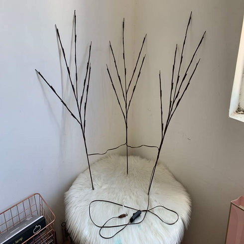 HLDIFENGGS LED Branch Lights Light up Branches Brown Branches Willow Branches Christmas vase Decoration Lights Pussy Willow Branches USB Plug-in with Plug 3 pcs 60 LED Bulbs (Multicolor)