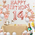 Fancypartyshop 14th Birthday Decorations - Rose Gold Happy Birthday Banner and Sash with Number 14 Balloons Latex Confetti balloons Ideal for Gir 14 Years Old Birthday Rose Gold