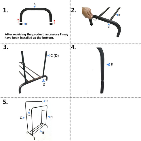 UDEAR Garment Rack Freestanding Hanger Double Pole Multi-Functional Bedroom Clothing Rack,Black