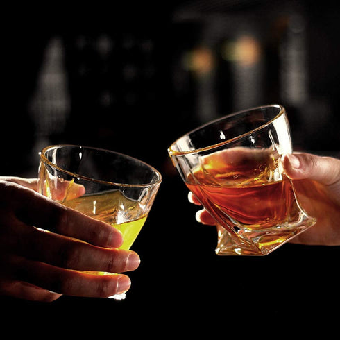 Bavel Whiskey Glasses - 10 OZ Premium Shaped Scotch Glasses set of 4,Glassware Set,Tumblers for Drinking Bourbon whiskey, Cognac, Irish Whisky,Vintage Elegant whiskey glass