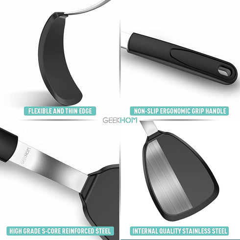 Silicone Spatula Turner for Nonstick Cookware - GEEKHOM 600°F Heat Resistant Flexible Kitchen Spatula, Small Cooking Utensils Non Scratch Spatulas, Accessory for Burger, Egg, Baking