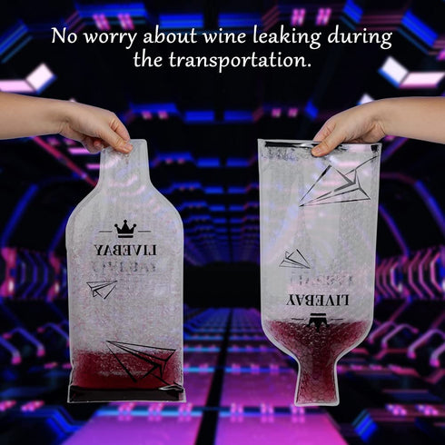 5 Pack Reusable Wine Bag for Travel Wine Bottle Protector Sleeve for Airplane Car Cruise Protection Luggage Leak-proof By LIVEBAY
