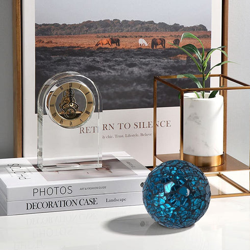 3Pcs 8cm/3.15inch Mosaic Decoration Ball Set Centerpiece Balls Gradient Mosaic Glass Solid Ball , for Centerpiece Bowls, Vases, Tables, Wedding, Party Thanksgiving Christmas Decoration (Black Blue)