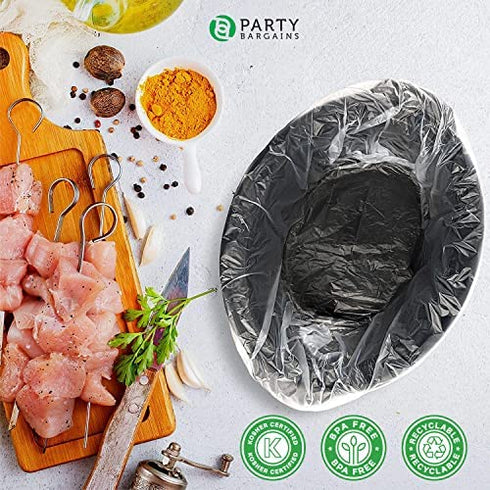 Party Bargains 10 Bags Slow Cooker Liners - Fits 5 - 6 Quarts, 18 x 4 x 14 Inches, 4" Wide Gusset, Large Crock Pot Liners, Multi Use Cooking Bags, Sous Vide