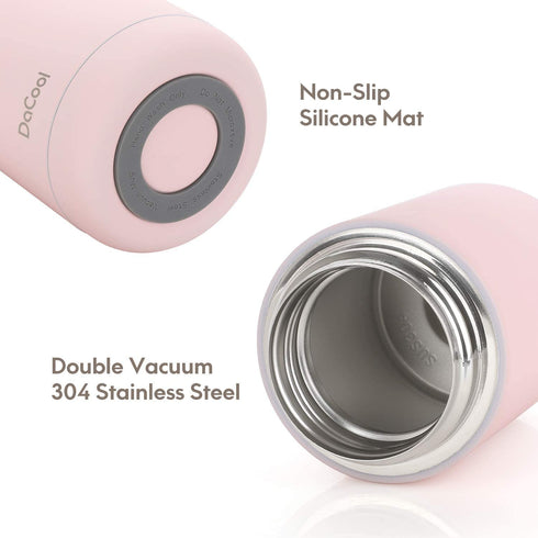 DaCool Insulated Lunch Containers Hot Food Jar Vacuum Insulated Stainless Steel 16 oz Leak Proof Keep Food Cold Hot Food Container for Kids Adult Lunch Box School Camping Outdoors,BPA Free- Pink