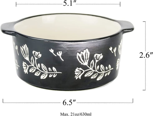 Wisenvoy Soup Bowls with Handles Soup Bowls 21 Ounces Soup Bowl French Onion Soup Bowls Ceramic Soup Mug Soup Crocks