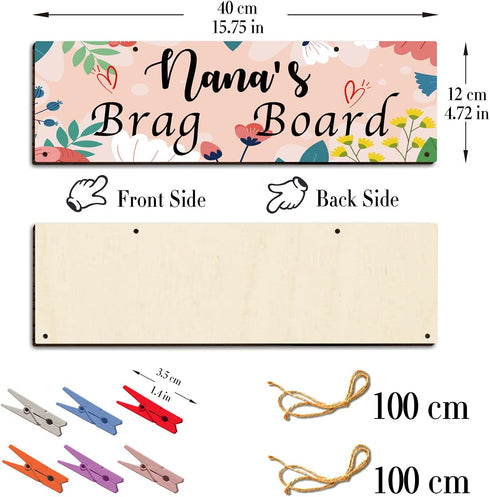 Gifts for New Grandma/Nana's Brag Board/Grammy Clip Photo Holder/Birthday Christmas Gfit for Grandma from Granddaughter and Grandson