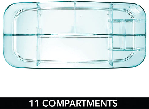 mDesign Plastic Portable Storage Organizer Caddy Tote - Divided Basket Bin with Handle for Bathroom, Shower, Dorm Room - Holds Hand Soap, Body Wash, Shampoo, Conditioner, Lotion - Sea Blue