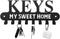 Black Metal Key Holder Hooks with Sweet Home Decorative for Wall Mounted Decor to Hang Keys Scarves Pet Leashes in Front Door Kitchen Garage Campers and Cabin, 8 Hook Racks