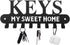 Black Metal Key Holder Hooks with Sweet Home Decorative for Wall Mounted Decor to Hang Keys Scarves Pet Leashes in Front Door Kitchen Garage Campers and Cabin, 8 Hook Racks