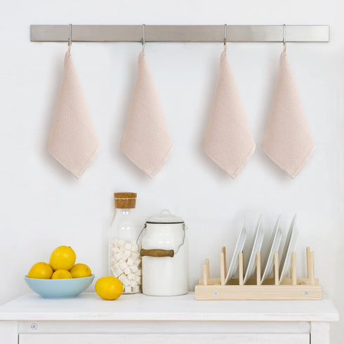 100% Cotton Kitchen Dish Cloths, 8-Pack Waffle Weave Ultra Soft Absorbent Dish Towels Washcloths Quick Drying Dish Rags, 12x12 Inches, Beige