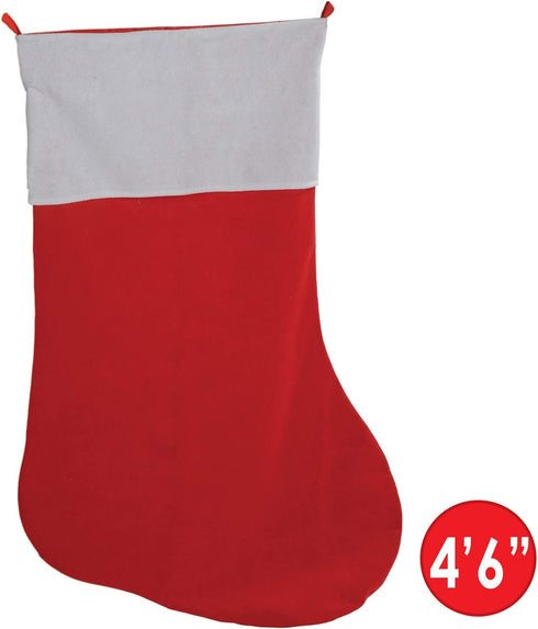 Beistle Novelty Felt Fabric Jumbo Christmas Stocking Holiday Party Decorations, 54", Red/White