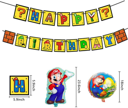 delaimastor Mario Balloon Garland Arch Kit Video Game Birthday Party Decoration Supplies Includes Happy Birthday Banner Perfect for Kids Boys Girls Birthday Party Decorations