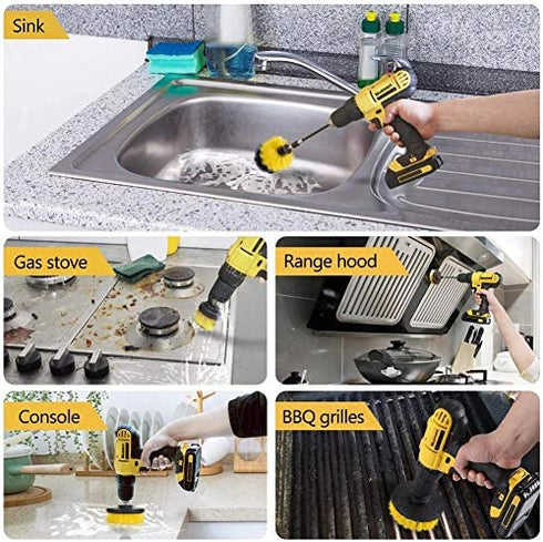 Musment Floor Mats Drill Brush for Car Wash Detailing Attachment Supplies Set Fit Wheel Cleaner ,Tire?Rim?Carpet, Bathroom, Kitchen and Auto Power Scrubber Brush Cleaning Kit