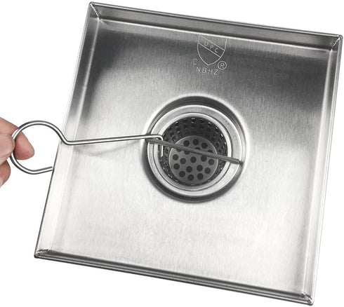 Neodrain 6-Inch Square Shower Drain with Removable Quadrato Pattern Grate,Brushed 304 Stainless Steel, with WATERMARK&CUPC Certified