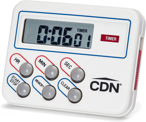 CDN Digital Timer and Clock Memory Feature, 6.8 x 4.5 x 0.9 inches, Cream