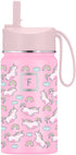 IRON °FLASK Kids Water Bottle - 14 Oz, Straw Lid, 20 Name Stickers, Vacuum Insulated Stainless Steel, Double Walled Tumbler Travel Cup, Thermo Mug, Metal Canteen Stardust Unicorns