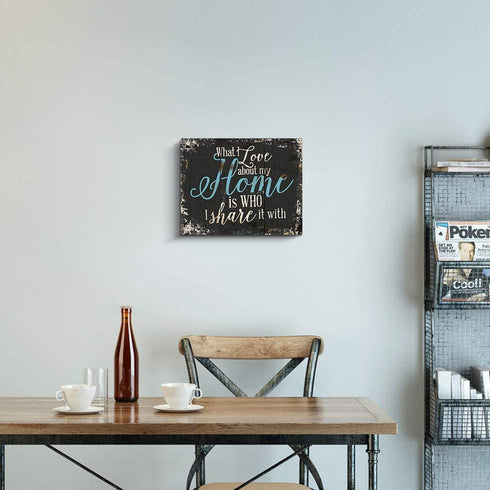 Family Canvas Wall Art, Home Prints Signs with Warm Saying Teal and Blue Wall Decor (12x15 inch)