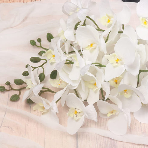 U'Artlines 38 Inch Artificial Butterfly Orchids Branches 4PCS Greenery Plants for Home Decoration(4pcs White)