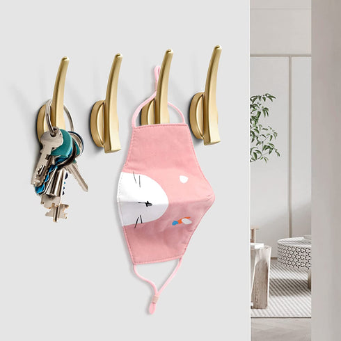 Gold Wall Hooks Towel Hooks 4 Pack Coat Hooks Wall Mounted Single Hook Heavy Duty Hardware Robe Hooks for Hanging Gold Hooks Zinc Alloy Hooks for Bathroom Garage Entryway Kitchen Home