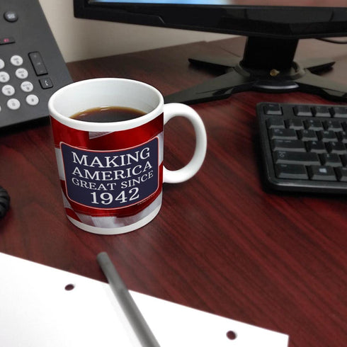 80th Birthday Gifts For All Making American Great Since 1942 Birthday Gift Coffee Mug Tea Cup USA Flag
