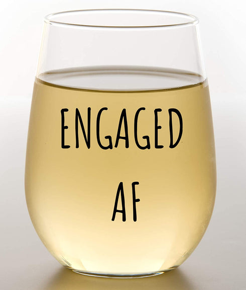 Engaged AF Wine Glass And Beer Glass Set - Funny Mr And Mrs Engagement Or Wedding - Great For Couples, Newlyweds, And Anniversaries