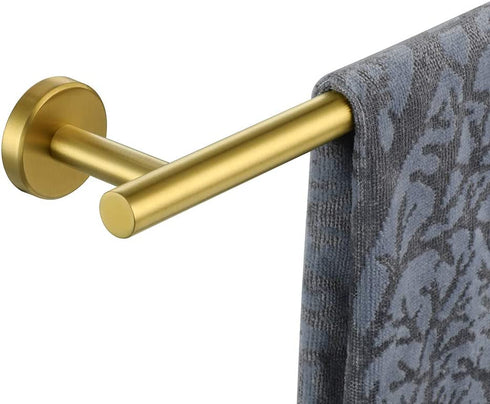 JQK Bath Towel Bar Brushed Gold, 18 Inch Stainless Steel Towel Rack Bathroom, Towel Holder Wall Mount, Total Length 20.47 Inch TB110L18-BG