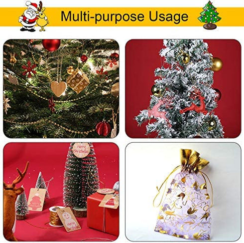 2 Rolls Metallic Elastic Cords Stretch Cord Ribbon Metallic Tinsel Cord Rope for Craft Making Gift Wrapping, 1 mm 55 Yards (Gold and Silver)