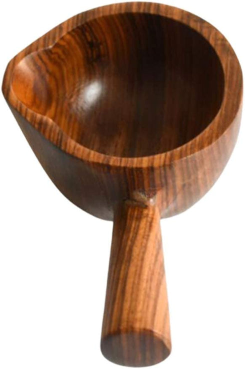 Yardwe Wooden Sauce Dish Creamer Jugs with Handle Mini Sauce Pitcher Milk Creamer Coffee Syrup Jar Server