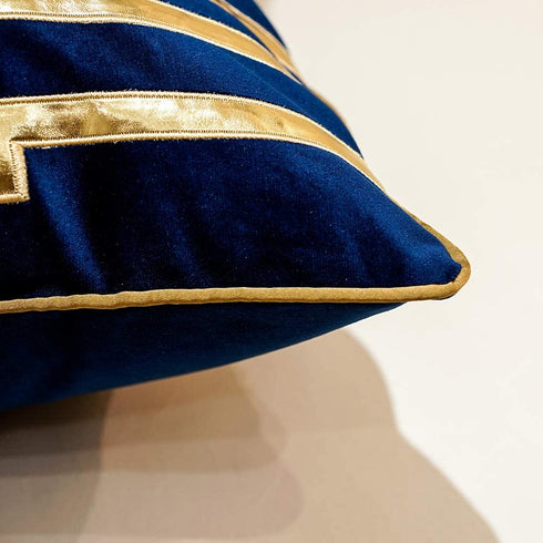Avigers 20 x 20 Inches Navy Blue Gold Leather Striped Cushion Cases Luxury European Throw Pillow Covers Decorative Pillows for Couch Living Room Bedroom Car 50 x 50cm