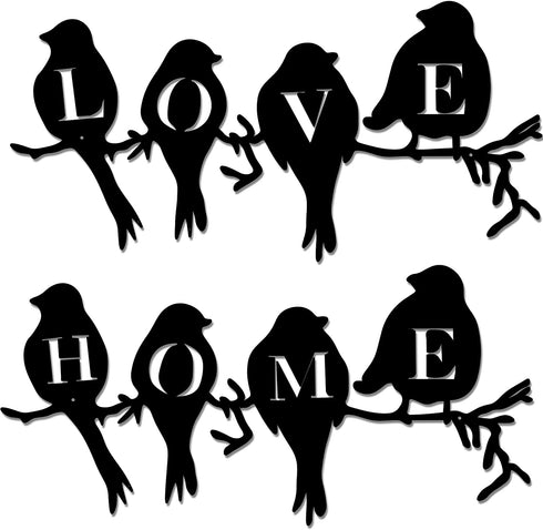 2 Pieces Metal Wall Art Decor Birds on Branch Metal Wall Art Decor Bird Silhouette Wall Sculpture Metal Birds Wall Art Home Wall Hanging Sign for Home Garden Office Indoor Outdoor Decorations