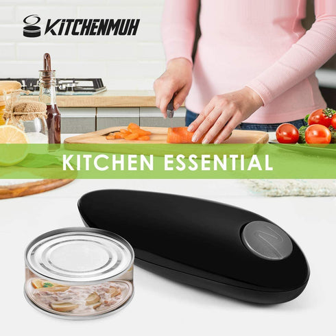 Electric Can Opener, Safe Smooth No Sharp Edges Can Opener for Almost Size Can, Best Gift for Women, Senior with Arthritis, Fits Perfect in Drawer (Black)