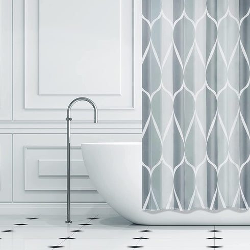 Gelbchu Grey Stall Small Fabric Shower Curtain, Waterproof Design and Polyester, Quick-Drying, Weighted Hem, Short Shower Curtains Set for Bathroom W 36 x H 72, Durable and Washable with 8 Hooks